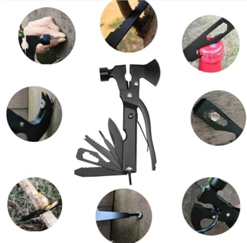 Multi-Purpose Utility Tool, 14-in-1 Folding Pocket Multi Tool, Outdoor Camping Survival Equipment with Storage Carry Bag — view 4