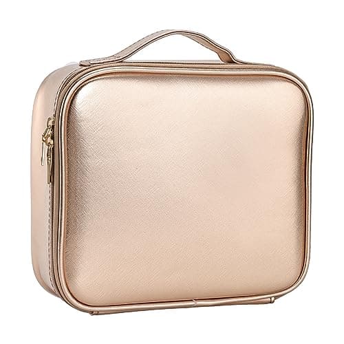 Makeup Bag Cosmetic Case Vanity Travel Beauty Box Make Up Case, Rose Gold