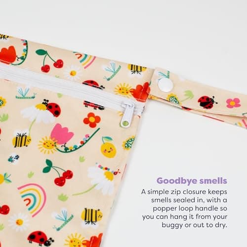 Bambino Mio Waterproof Wet, Dry Bag for Cloth Nappies, (Sunshine Friends) Swimwear & Essentials – Holds 3 Nappies | 29.5cm x 28.5cm, Baby & Toddler — view 2