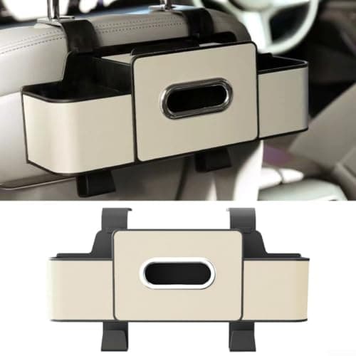 Leather Car Seat Back Organizer with Box Holder Leather Car Seat(Brown) — view 6