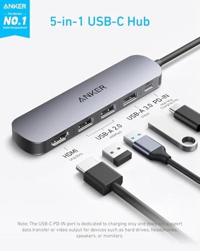 Anker USB-C Hub, 5-in-1 USB Hub for Laptops, 4K HDMI Multiport Adapter — view 2