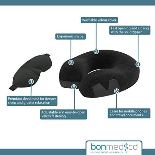 bonmedico Memory Foam Neck Cushion Travel Pillow Crescent Shape — view 5
