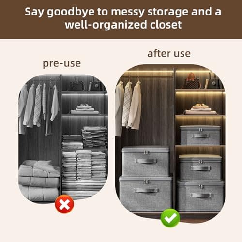 ACESOME Storage Box With Combination Lock, Collapsible Lid, Cationic Fabric Closet Organizer for Clothes, Jeans, T-shirts, Quilts, Sweater (30 x 20 x 14 cm) — view 6