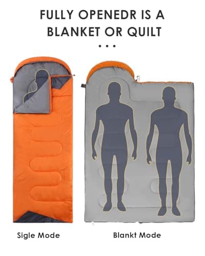 Sleeping Bags for Adults Women Backpacking Lightweight Waterproof- Summer Weather Sleeping Bag for Girls Warm Camping Hiking Outdoor Travel Hunting with Compression Bag(Orange) — view 4