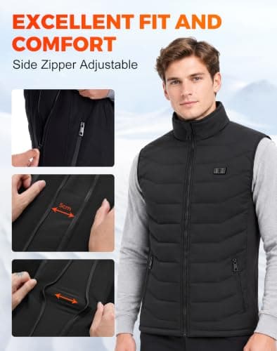CKARTIC Heated Gilet for Men with 10000mAh Power Bank Heated Vest Men L — view 3
