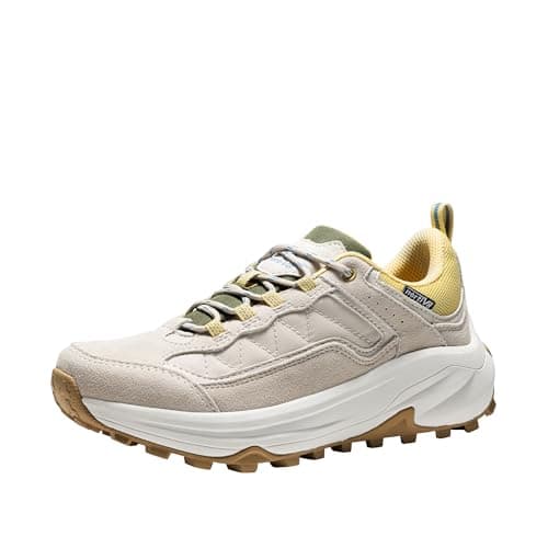 NORTIV 8 Women's Waterproof Hiking Shoes Leather,Brown/White,5