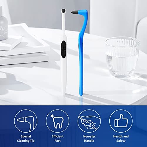 Annhua Tooth Stain Eraser and Remover Tool, 2 PCS Manual Surface Stain Cleaner for Teeth with Non-Slip Handle, Personal Oral Care Kit for Home and Travel - Blue and White — view 5