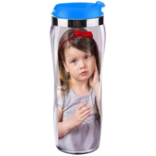 Turquoise Personalised Custom Photo Thermal Mug Coffee Tea Travel Flask | Black Pink Blue Red (Blue)