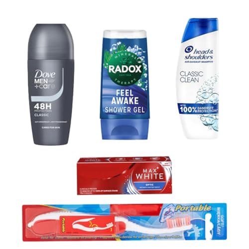 Men's Travelling Toiletries Set - Travel Size Essentials, Mini Holiday Bag, Perfect for Overnight Stays, Hospital's, Camping, Holidays, Airport Security Approved, Clear Travel Bag — view 2