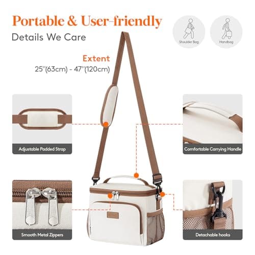 Lifewit 9L Insulated Lunch Bag for Men, Small Cool Bag for Lunch Box, Cream — view 6