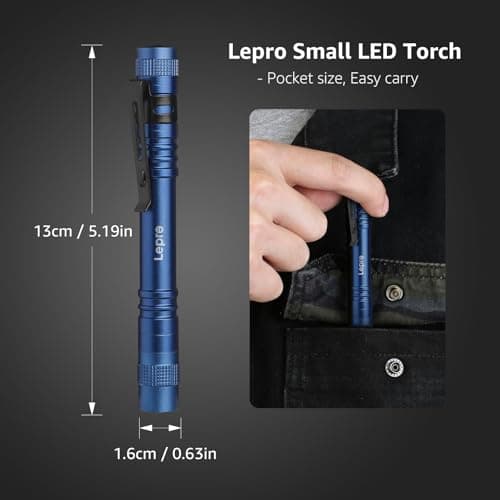 Lepro LED Torch Battery Powered, 2 Pack Pen Torches with Clip, Pocket Sized — view 2