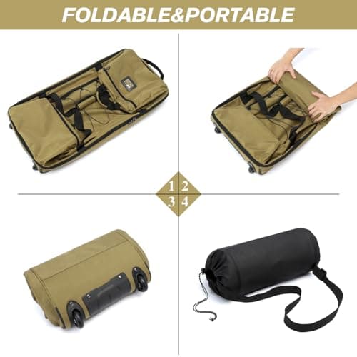 Laripwit Foldable Duffle Bag with Wheels 130-170L Expandable Giant Rolling Duffel Bag 36'' Extra Large Wheeled Holdall for Travel Heavy Duty Collapsible Soft Hand Luggage for Camping Storage, Brown — view 3