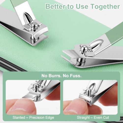 ALIIP Manicure Set 7-Piece Professional Nail Clipper Set with Leather Case, Portable Travel Nail Care Kit for Women, Stainless Steel Nail Grooming Kit for Home & Gifts,Green — view 3