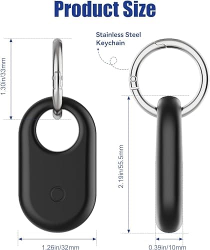 Smarttag2 Case, 4PCS Silicone Smart Tag 2 Case with Silver Keychain, Samsung Smart Tag 2 Case for Keys, Luggage, Pets (4PCS Black） (Deep Black) — view 2