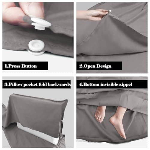 BREENHILL Double Sleeping Bag Liner, Camping Travel Sheet, Zip, Grey 180cm — view 3