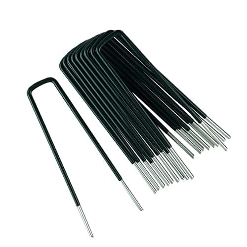 Besto Garden Pegs Heavy Duty Tent Pegs Metal Ground Pegs Galvanised Steel Peg for Camping, Securing Weed Control Fabric, Ground Sheets Membrane, Netting and Astro Turf | (Pack of 10 (PVC Coated))