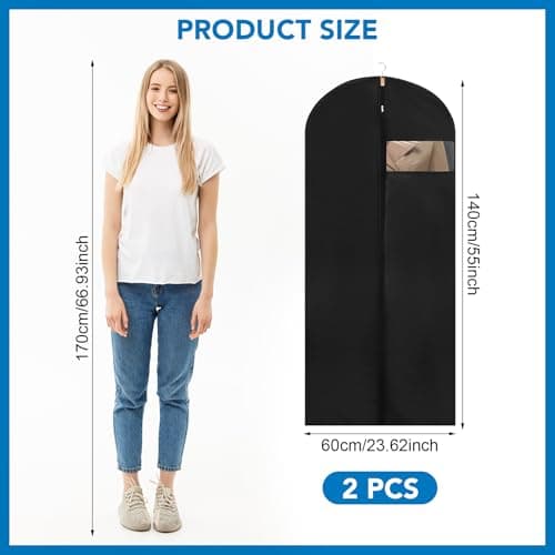 2 Pack Dress Bags Covers Long, PEVA Garment Bags, Dress Covers 60cm*140cm — view 2