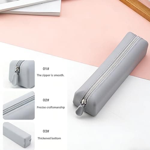 QEBSJSKL Makeup Brush Holder Silicone Travel Cosmetic Bag, Grey — view 5