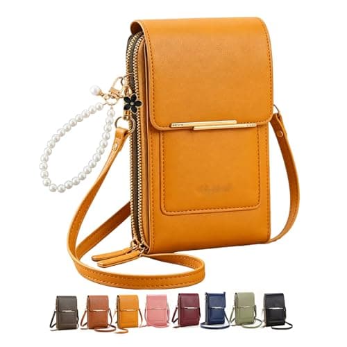 OADAA 2026 New Anti-Theft Leather Bag for Women, Touchscreen Phone Crossbody Bag for Women, Touchscreen Crossbody Purse with 1Pc Keychain (Yellow)