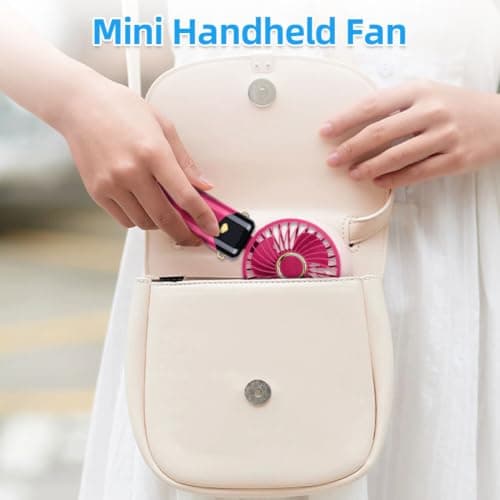 AUAUY Portable Handheld Fan, USB Rechargeable Fan with 6 Speeds, Rose Red — view 6