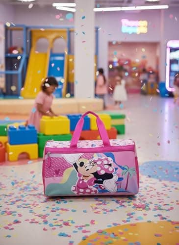 Kids Character Duffle Bag 16.5" – Travel & Sports Bag with Zipper Pocket, Mesh Side Pockets & Adjustable Strap, Minnie Mouse, 8.5 x 16.5 x 10.5 inches, Licensed Character Kids Duffle Bag — view 3
