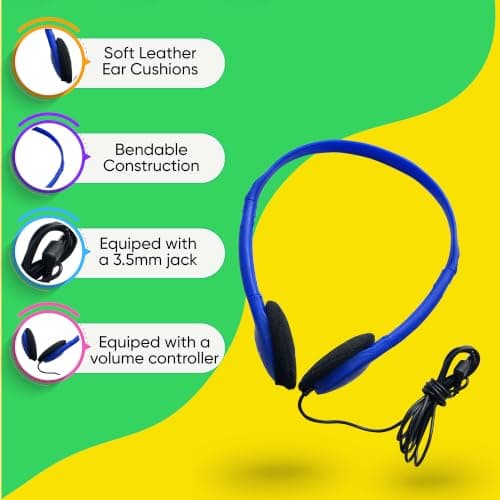 10 Pack Bulk Wired Headphones, On Ear with 3.5mm Jack, 4ft Tangle Free Cable, Comfortable Fit, Affordable and Cost Effective, Ideal for School Classroom Testing Students Events Groups, Black — view 6