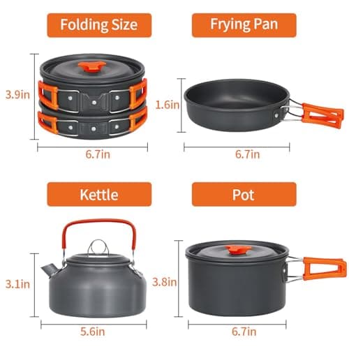 Lixada Camping Cookware Kit, Portable 2-3 People Camping Cooking Set Lightweight Non-Stick Camping Pot and Pan Set with Cups Spoon Fork Cutter for Outdoor Travel Camping Hiking Picnic BBQ — view 4