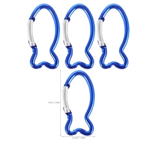 10pcs Fish Shaped Camping Carabiner Clip Blue Aluminium Alloy — view 2