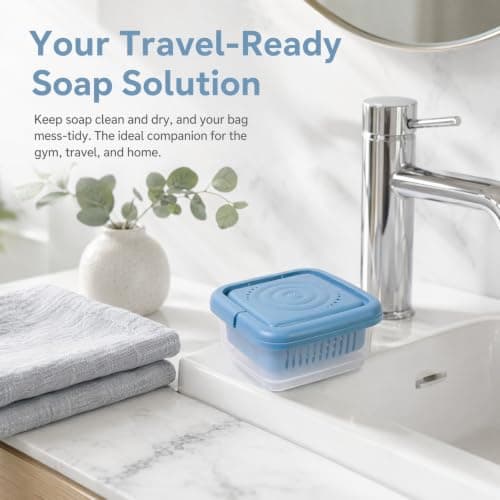 Travel Soap Dish with Lid and Drainage Layer, Leak-Proof Portable Soap Box Case Holder for Shower, Gym, Camping and Bathroom, Compact Shampoo Bar Container — view 3