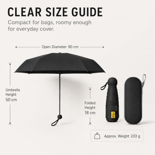 WHJYCC Compact Folding Umbrella - Black Travel Umbrella with Storage Case — view 4