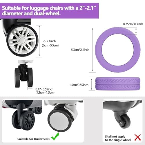 AWINNER Luggage Wheel Covers 8 Pack Upgraded,Silicone Luggage Wheel Protector Covers for Most 8 Spinner Wheel Suitcases or Office Chair Caster,Durable,Mute and Shock Absorption, Purple — view 4