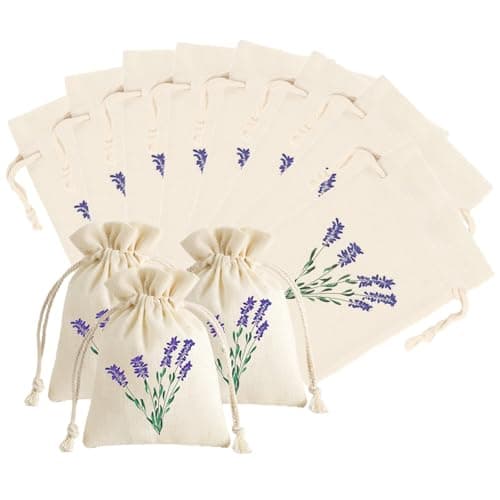 12 Pack Lavender Bags, Lavender Sachets for Wardrobes Drawers and Storage, 8 x 10 cm, Natural for Moth Repellent and Aromatherapy, Scented Fabric Pouches for Clothes Home and Car Freshening