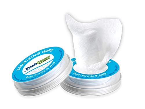 PushClean On the Go Sanitizing Hand Wipes 24 pack - Travel Size On the Go Wet Wipes, Purse Antibacterial wipes, Kills 99.99% of germs, Individually wrapped purse towelettes. Pocket size on the go. — view 3