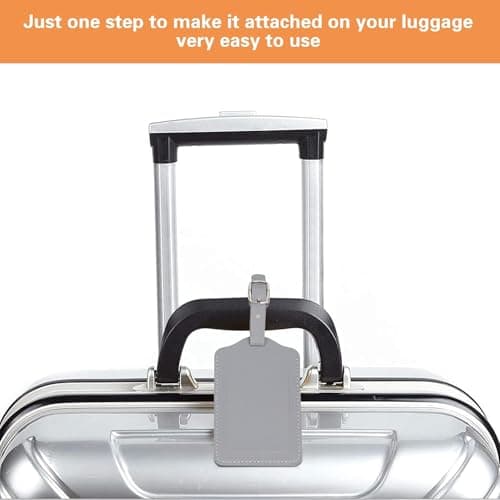Nazeauf 2pcs Leather Suitcase Tags - PU Leather Luggage Tags for Suitcases, with Privacy Protection Cover, Preventing Loss of Bags — view 6