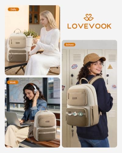 LOVEVOOK Backpack Womens, School Bag for Girls, 15.6 Inch Laptop Backpacks — view 6