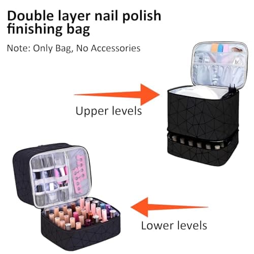 Double Layer Travel Nail Organiser, Makeup Bag Vanity Carrying Case for 30 Bottles — view 5