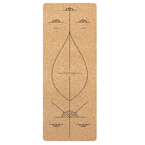 Myga Cork Yoga Mat - Extra Large Exercise Mat with Great Grip for Yoga, Pilates, Stretching and Fitness - Eco-Friendly Natural Cork, ideal for Home & Gym - 205 x 70cm, 6mm Thickness - Alignment — view 2