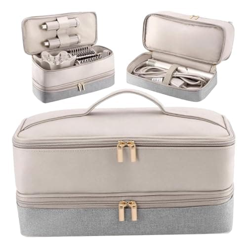 Hair Dryer Case, Hair Tool Organizer, 15x6x6 Inch Double-Layer Dryer Case, Waterproof Travel Organizer Bags with Handle and Zipper for Flat Curling Iron Hairdryer
