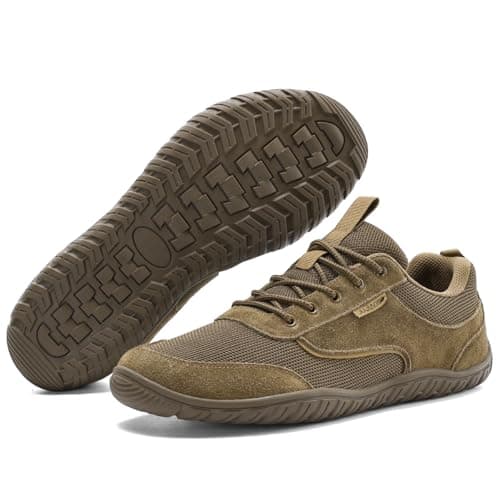 JUJIAOSO Unisex Wide Barefoot Shoes for Men Women Outdoor Trail Running Minimalist Walking Shoes Lightweight and Breathable(Brown,UK 10) — view 3