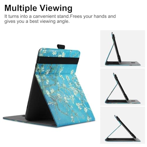 VOVIPO Universal Protective Case for 6" 6.8" 7" kindle paperwhite eReaders, Folio Stand Cover with Handstrap Compatible with kindle paperwhite/Kobo/Pocketook/Sony 6/6.8/7 inch-Apricot Flower — view 2