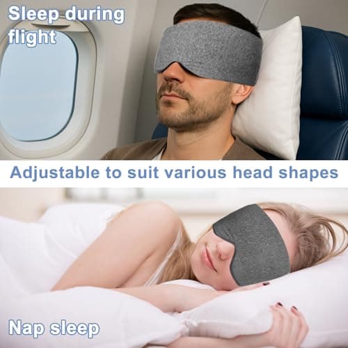 APOMOONS Grey Blindfold, Comfortable & Breathable Modal Cotton Blackout Sleep Mask Adjustable Blinder Blindfold Airplane, Eye Mask for Nighttime Travel or Naps - Unisex Design for Adults & Kids — view 3