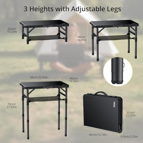 Anbte 2ft Small Folding Camping Table, Waterproof Plastic Tabletop, 58x40cm — view 3