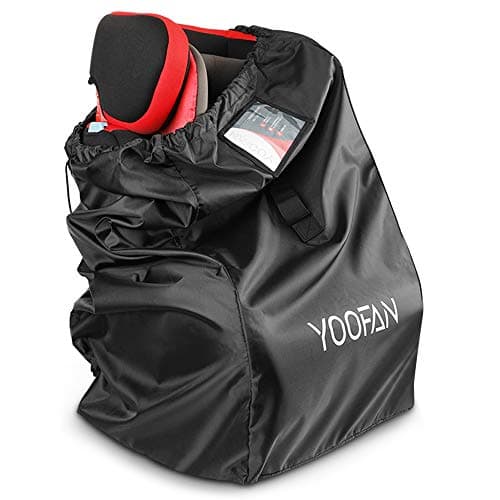 YOOFAN Gate Check Travel Bag with Backpack Shoulder Straps for Strollers, Car Seats, Pushchairs, Boosters, Infant Carriers and Wheelchairs, Water Resistant - Great for Airplane and Storage (Black) — view 2