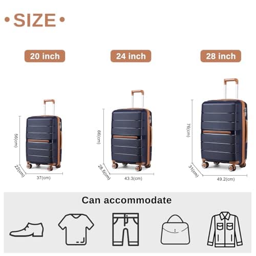 British Traveller 3PCS Suitcase Set 28+24+20 Inch, Hardshell PP Luggage Set — view 2