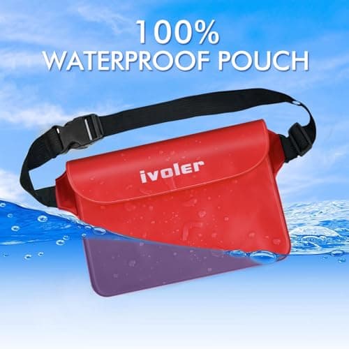 ivoler [2 Pack Waterproof Phone Case & Pouch Set, IPX8 Dry Bag with Waist Strap for Beach, Swimming, Kayaking, Fits iPhone 17 16 15 Pro Max, Samsung S26 S25 Ultra, Up to 7.0" - Bright Red — view 4