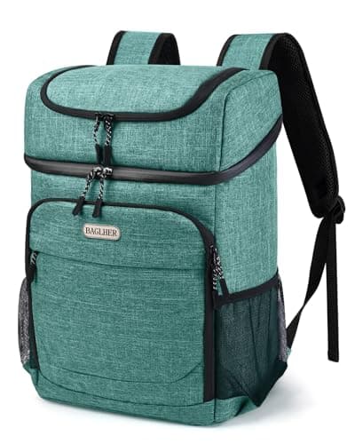 BAGLHER Lightweight Insulated Cooler Backpack - 30 Cans, Leak-Proof for Lunch, Picnic, Hiking, Camping Trips, Green