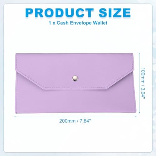 PATIKIL Cash Envelope Wallet, Budget Cash Holder Reusable Money Bag Pouch Leather Money Organizer Pouch for Men Women Receipt Check Bill Travel Graduation Holidays, Purple — view 2