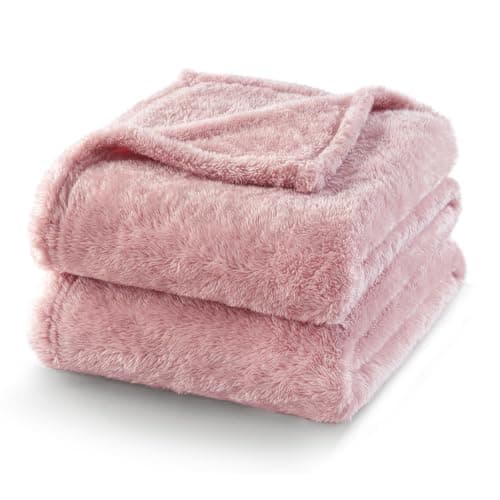 Exclusivo Mezcla Large Plush Fleece Blanket for Sofa Couch, Dusty Pink — view 6