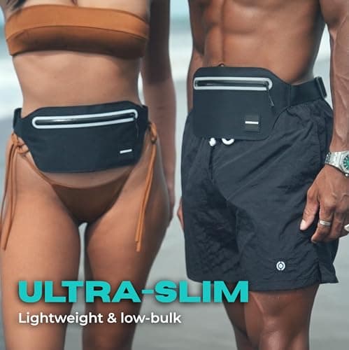 DRENCH 2 Pack 100% Waterproof Black Bum Bags | IPX8 Submersible Waist Bags for Swimming, Snorkelling & Beach Holidays | Waterproof Phone & Essentials Pouch for Travel, Boating & Water Activities — view 2