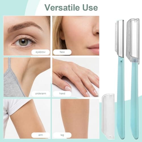 Lanjue 8 Pcs Eyebrow Razor, Dermaplaning Face Blades, Hair Remover, Green — view 5